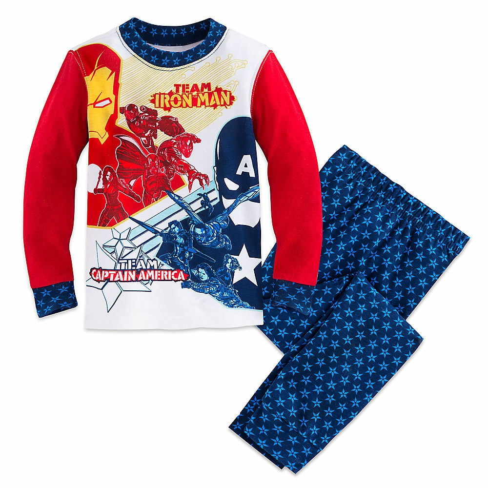 Disney Store Marvel Avengers Captain America Iron Man 2PC Long Sleeve Tight Fit Pajama Set Boy Size 5 Walmart
