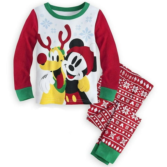 Disney Store Mickey Mouse 2 PC Holiday Christmas Tight Fit Pajama Set Boy Size 5