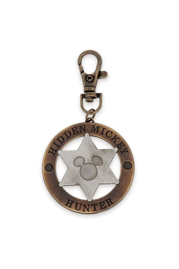 Store Mickey Mouse Hidden Mickey Hunter Icon Sheriff's Badge Bag Charm Keychain