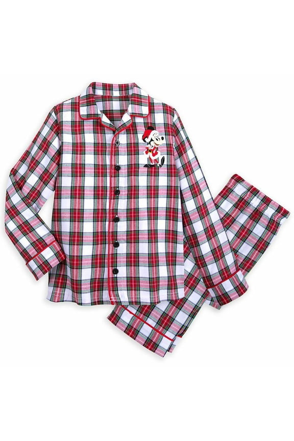 Store Mickey Mouse Plaid Holiday Pajamas Set Boys Pj's Size 2