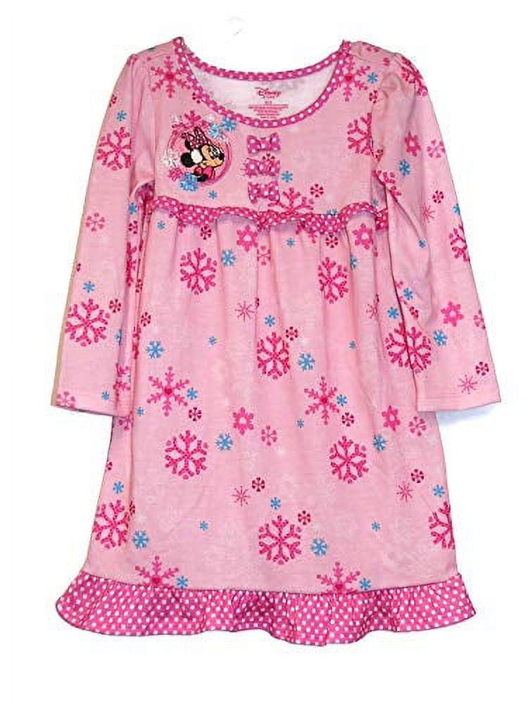 Disney Store Minnie Mouse Girl's Pink Snowflakes Nightgown, Gown, Size ...