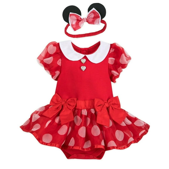 Disney Store Minnie Red Baby Bodysuit with Headband Ears Set 6 9 Months