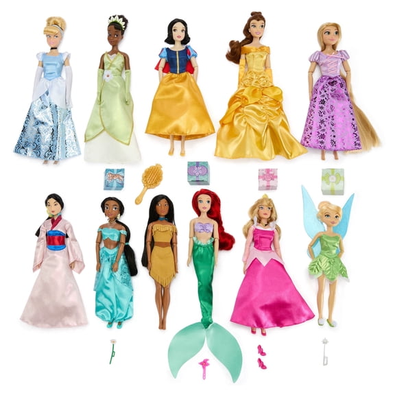 Disney Store Official Classic Doll Collection Gift Set - Disney Princess Toys Set with Dolls & Accessories - Comes in Display Box - Includes 11 Fashion Dolls & Accessories