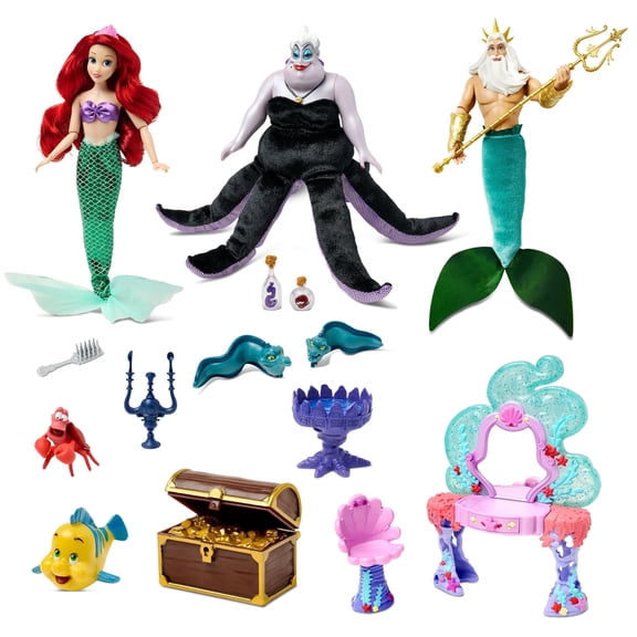 Disney Store Official The Little Mermaid Classic Doll Gift Set - Includes Ariel, Ursula, & King Triton Plus Figures, Fashions & Accessories - Perfect for Fans of Princess Toys & Disney Dolls