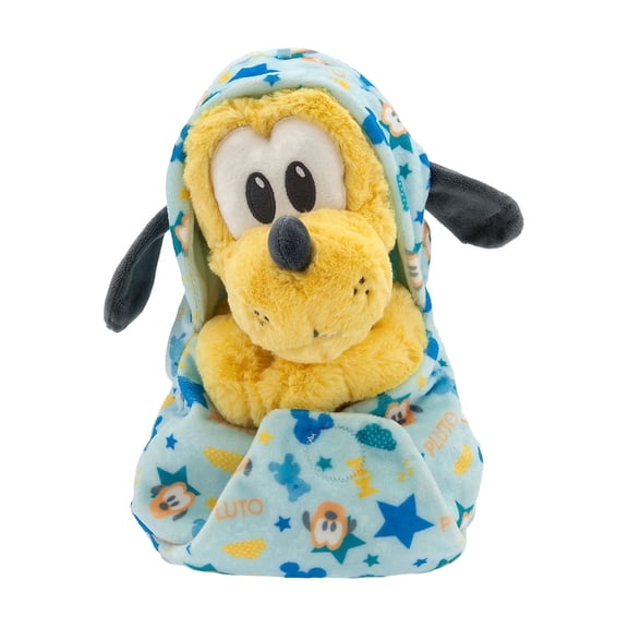 Disney Store Official Pluto Plush with Blanket Pouch - Disney Babies Plushy in Baby Swaddle - Kids Toy for those who Love Plush Figure Toys, Cute Plushies, & Baby Stuffed Animals - 10 Inches