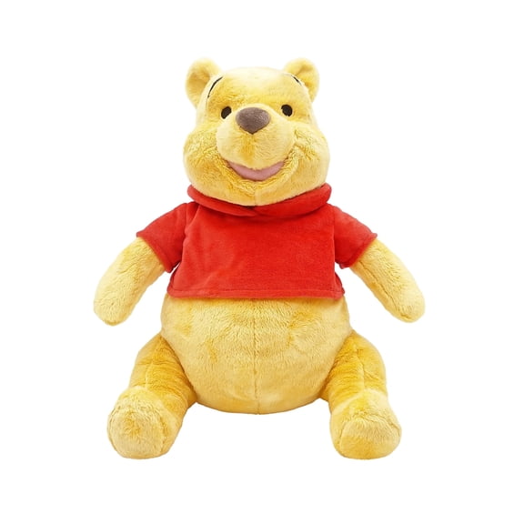 Disney Store Official Pooh Medium Soft Toy for Kids, Cuddly Character with Fuzzy Texture and Embroidered Details, Red T-Shirt, Disney Plushy Suitable for All Ages