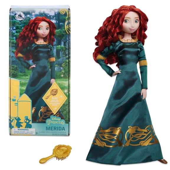 Disney Store Official Princess Classic Doll (Merida), 11 Inches, Includes Brush with Molded Details, Fully Posable Toy in Classic Outfit - Disney Princess Toys