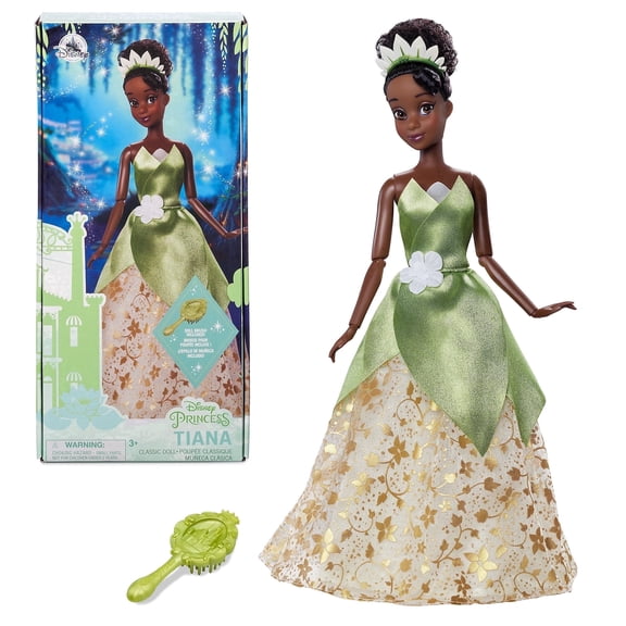 Disney Store Official Princess Classic Doll (Tiana from The Princess and the Frog), 11 Inches, includes Brush with Molded Details, Posable Toy in Classic Outfit - Disney Princess Toys