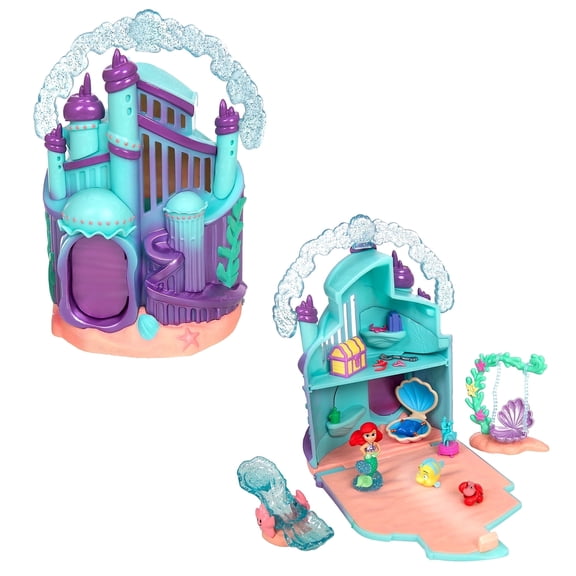 Disney Store Official Princess Micro Toy Set The Little Mermaid Set Includes Micro Figures of Ariel, Flounder, Sebastian, & her Palace Portable Playset Perfect for Fans of Disney Princesses