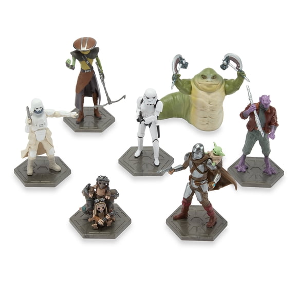 Disney Store Official Star Wars: The Mandalorian and Grogu Figure Set 7 Fully Sculpted Star Wars Figures Including The Mandalorian and Grogu