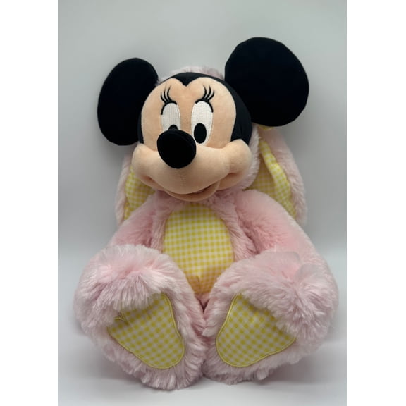 Disney Store Pink and Yellow Minnie Easter Bunny Plush New with Tag
