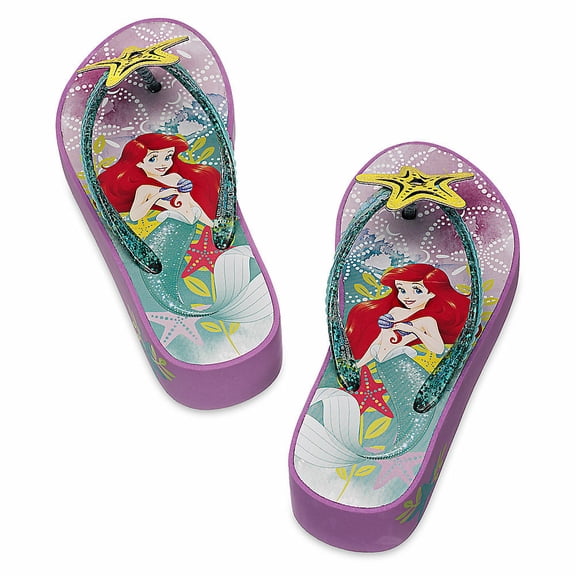 Disney Store Princess Ariel The Little Mermaid Platform Flip Flops Sandals Shoes Girl Size 11/12
