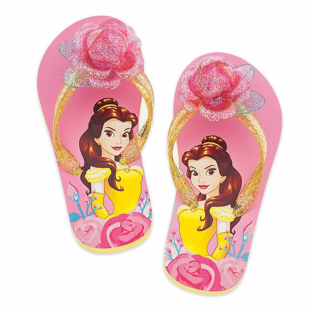 Princess Belle Flip Flops Sandals Shoes Girl Size 9/10