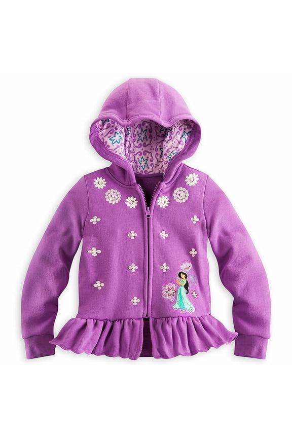 Store Princess Jasmine Deluxe Zip Front Hoodie Sweat Shirt Girl Size 5/6