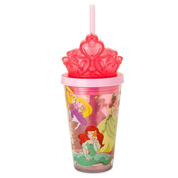 Disney Store Princess Light Up Tumbler Kids Drink Cup Aurora Tiana Jasmine Cinderella Rapunzel Ariel 10oz