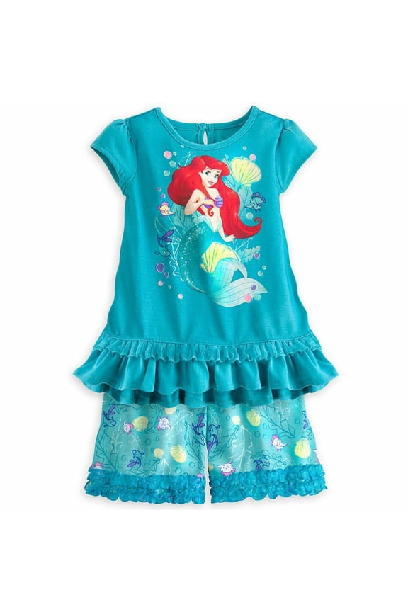Store Princess The Little Mermaid Ariel 2 PC Short Sleeve Pajama Set Girl Size 5/6