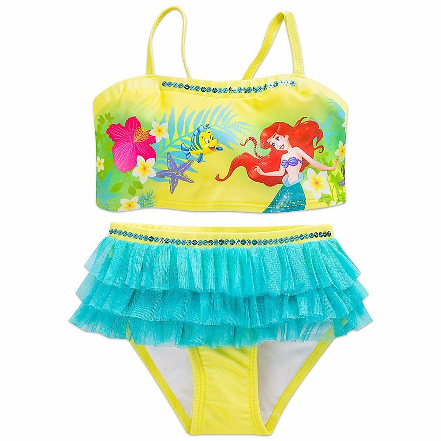 Disney Store Princess The Little Mermaid Ariel 2 PC Swimsuit Girl Size 5 6