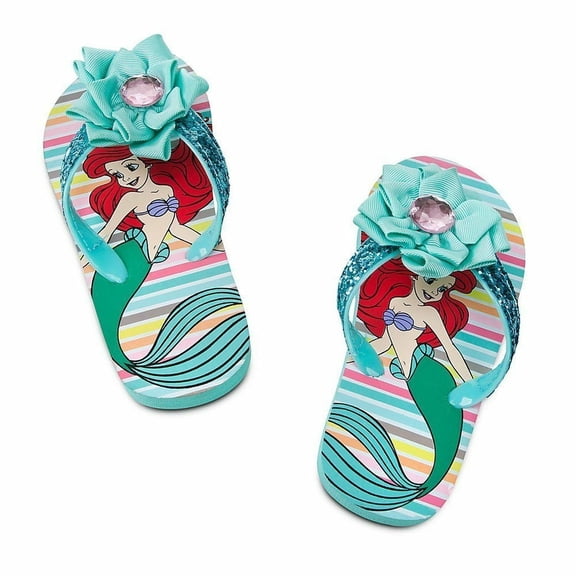 Disney Store Princess The Little Mermaid Ariel Flip Flops Sandals Shoes Girl Size 11/12