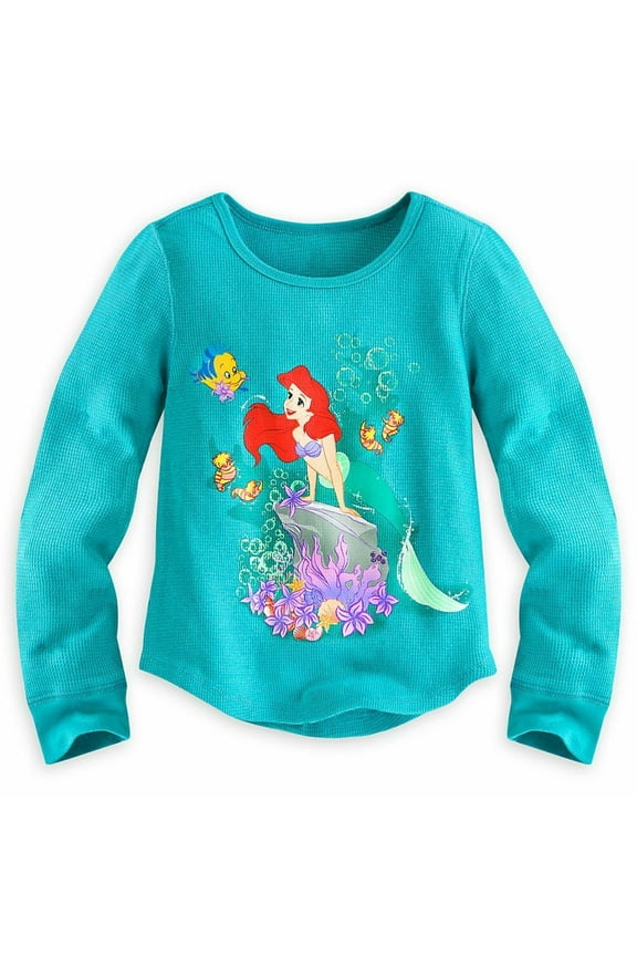 Princess The Little Mermaid Ariel Long Sleeve Thermal T Shirt Girl Size 5/6