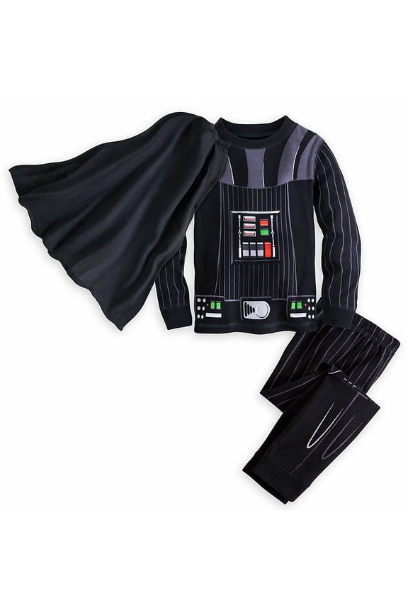 Disney Store Star Wars Darth Vader Costume Long Sleeve Tight Fit Cotton Pajama Set With Cape Boy Size 10