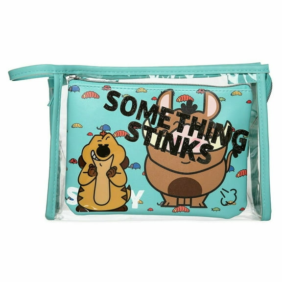 Disney Store Timon and Pumbaa MakeUp Pouch 2pc Set Travel Bag The Lion King