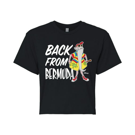 Disney - Straight Outta Bermuda - Juniors Cropped Cotton Blend T-Shirt
