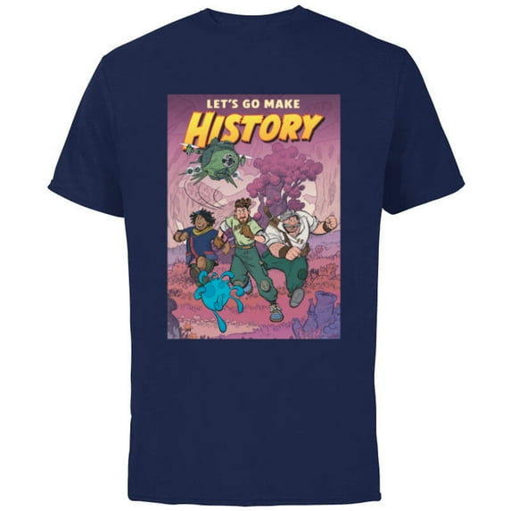 Disney Strange World Let’s Go Make History - Short Sleeve Cotton T-Shirt for Adults - Customized-Navy