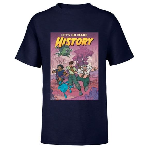 Disney Strange World Let’s Go Make History - Short Sleeve T-Shirt for Kids - Customized-Navy