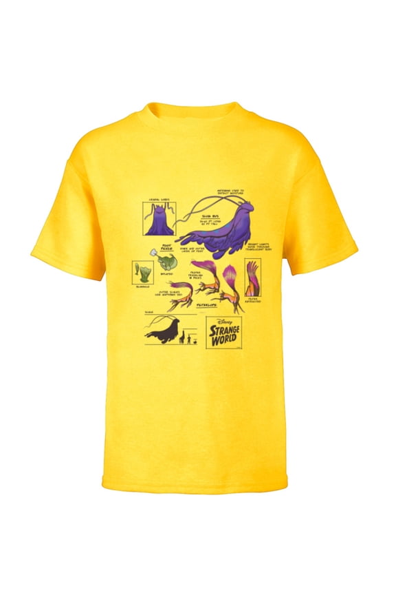 Strange World Strange Creatures - Short Sleeve T-Shirt for Kids - Customized-Yellow