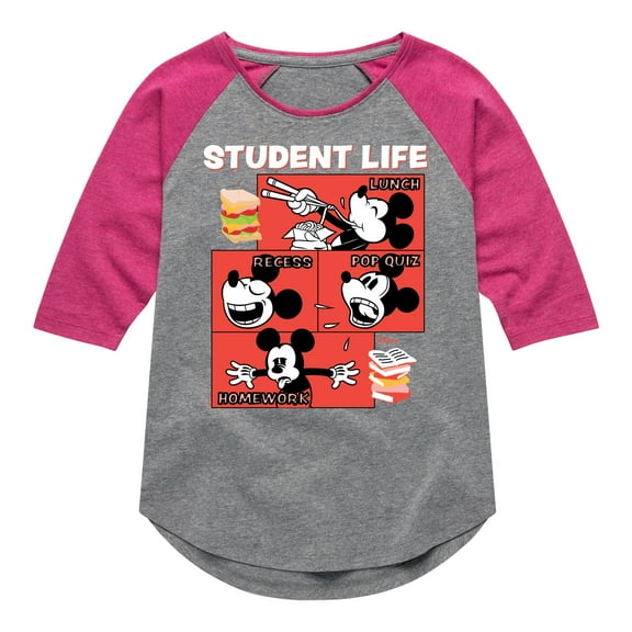 Disney - Student Life - Toddler & Youth Girls Raglan Graphic T-Shirt