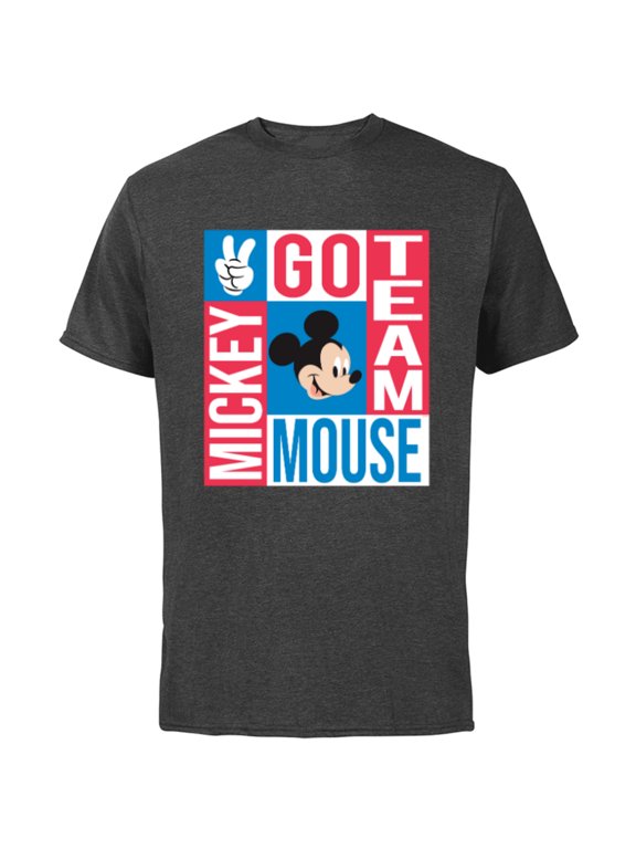 Summer Athletic Sports Games Go Team Mickey Mouse- Short Sleeve Cotton T-Shirt for Adults - Customized-Charcoal
