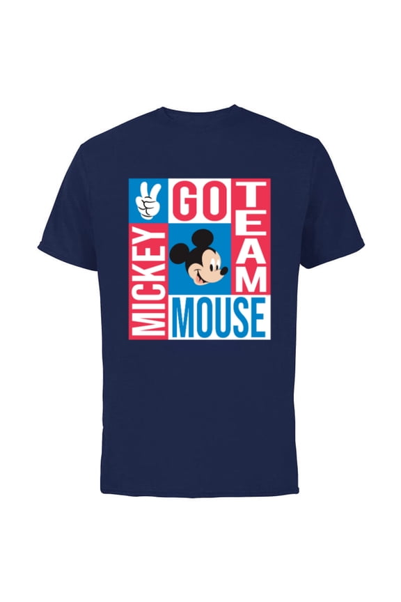 Summer Athletic Sports Games Go Team Mickey Mouse- Short Sleeve Cotton T-Shirt for Adults - Customized-Navy