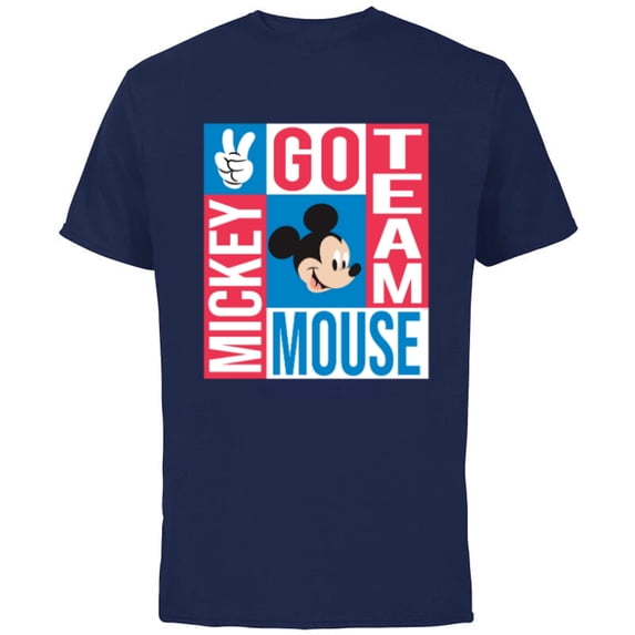 Disney Summer Athletic Sports Games Go Team Mickey Mouse- Short Sleeve Cotton T-Shirt for Adults - Customized-Navy