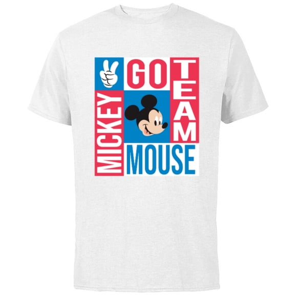 Disney Summer Athletic Sports Games Go Team Mickey Mouse- Short Sleeve Cotton T-Shirt for Adults - Customized-White