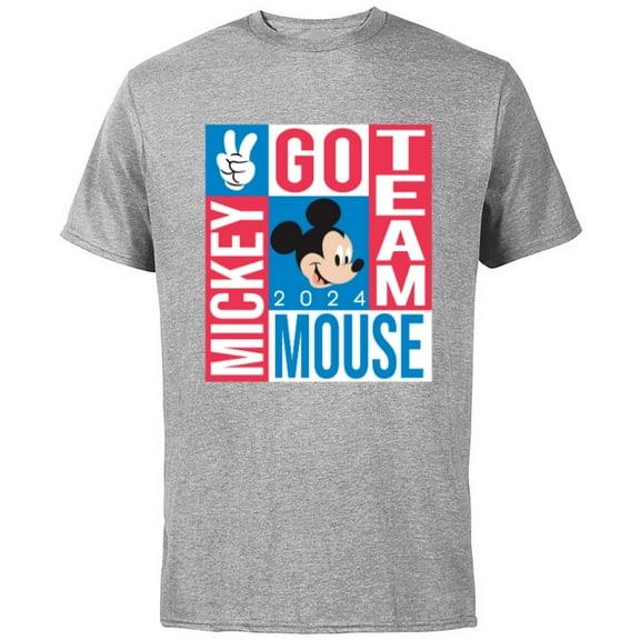 Disney Summer Sports Games Go Team Mickey Mouse 2024- Short Sleeve Cotton T-Shirt for Adults - Customized-Athletic Heather
