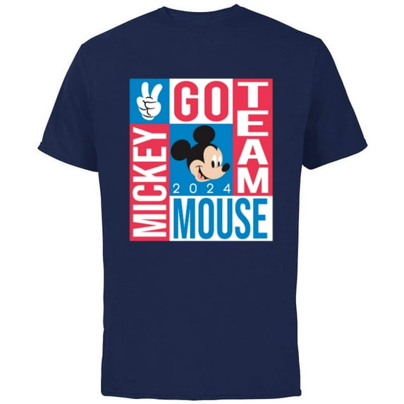 Disney Summer Sports Games Go Team Mickey Mouse 2024- Short Sleeve Cotton T-Shirt for Adults - Customized-Navy