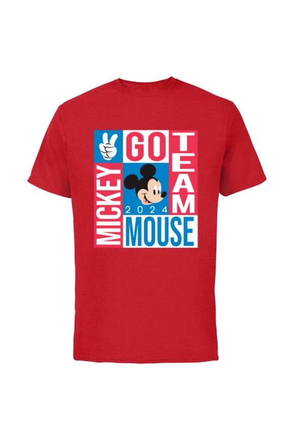 Summer Sports Games Go Team Mickey Mouse 2024- Short Sleeve Cotton T-Shirt for Adults - Customized-Red