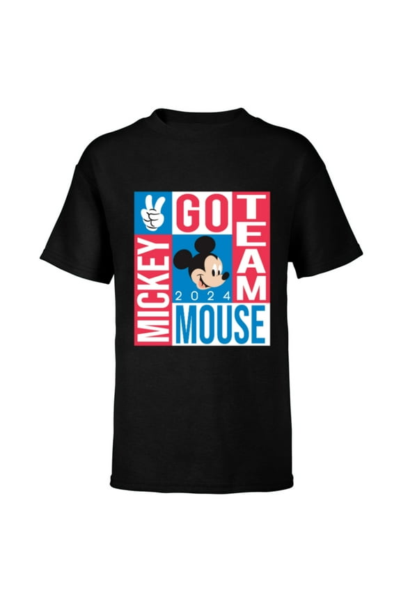 Summer Sports Games Go Team Mickey Mouse 2024- Short Sleeve T-Shirt for Kids - Customized-Black