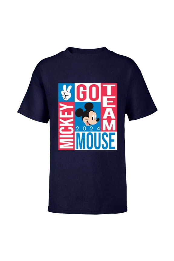 Summer Sports Games Go Team Mickey Mouse 2024- Short Sleeve T-Shirt for Kids - Customized-Navy