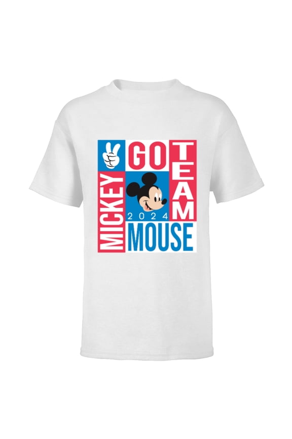 Summer Sports Games Go Team Mickey Mouse 2024- Short Sleeve T-Shirt for Kids - Customized-White