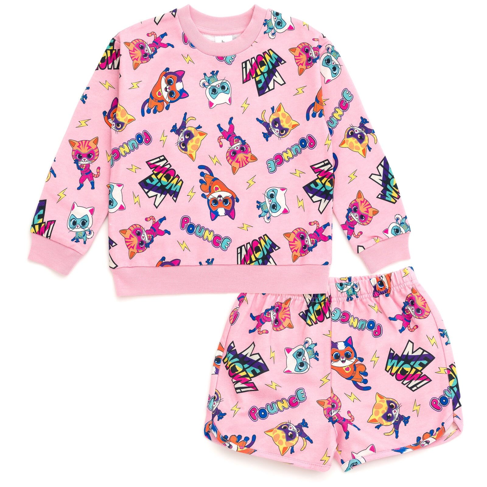 Disney Super Kitties Bitsy Ginny Sparks French Terry Pullover Sweatshirt and Shorts Outfit Set Toddler to Little Kid