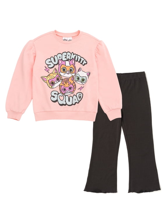 Super Kitties Ginny Buddy Sparks Fleece Pullover Sweatshirt and Ribbed Flare Leggings Outfit Set Toddler to Little Kid