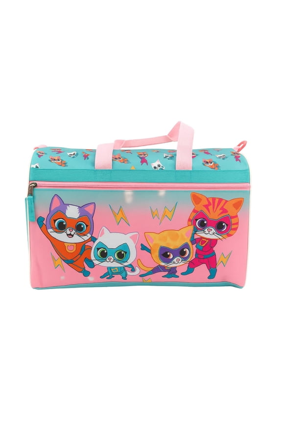 Disney Super Kitties Kids Duffle Bag 16.5"  Travel & Sports Bag with Zipper Pocket, Mesh Sides & Shoulder Strap