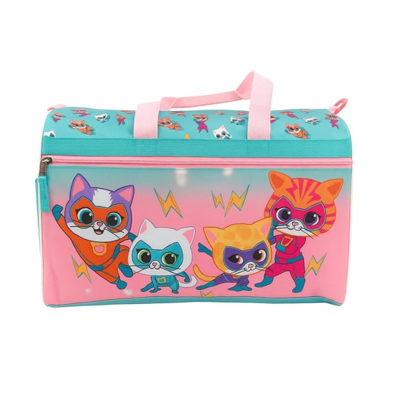 Disney Super Kitties Kids Duffle Bag 16.5" Travel & Sports Bag with Zipper Pocket, Mesh Sides & Shoulder Strap
