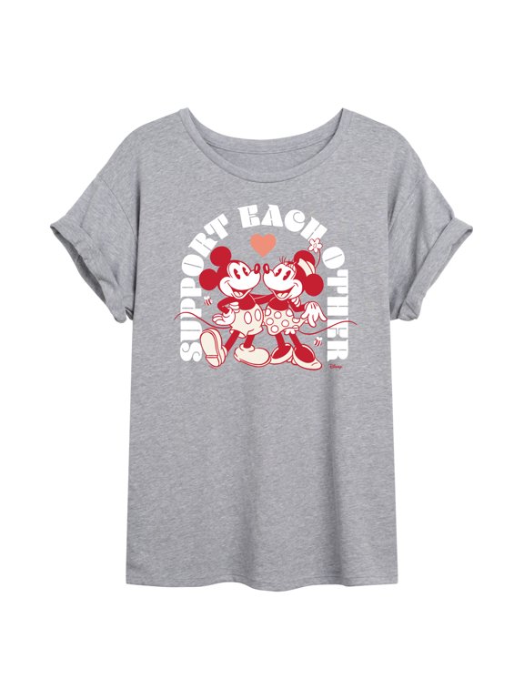 - Mickey and Minnie Mouse Support Each Other Women's Relaxed Fit T-Shirt