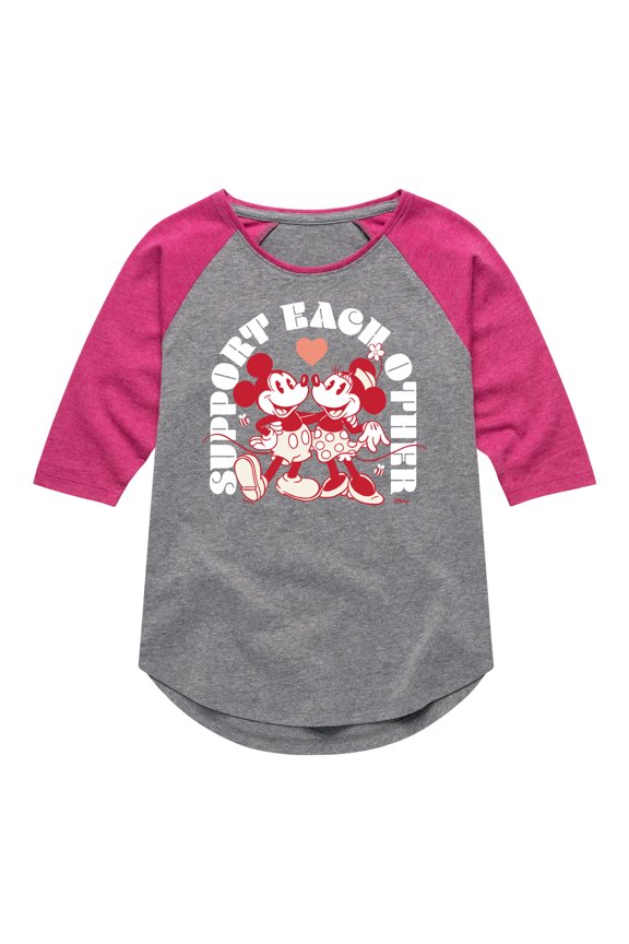- Support Each Other - Toddler & Youth Girls Raglan Graphic T-Shirt