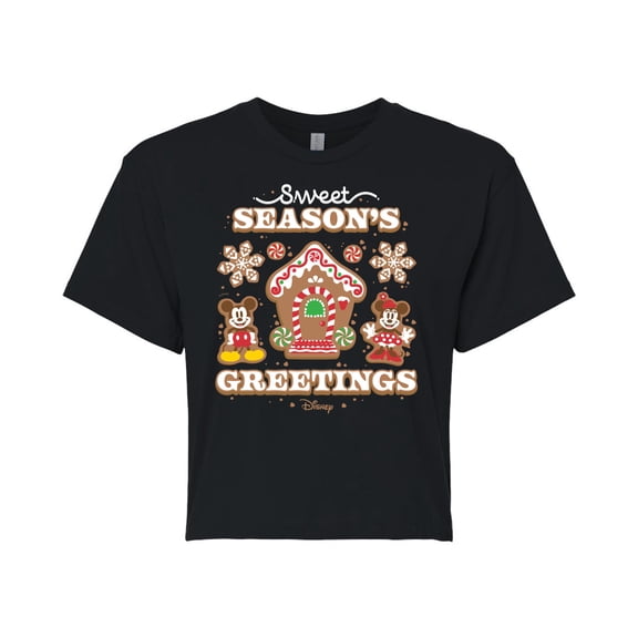 Disney - Sweet Seasons Greetings - Juniors Cropped Cotton Blend T-Shirt