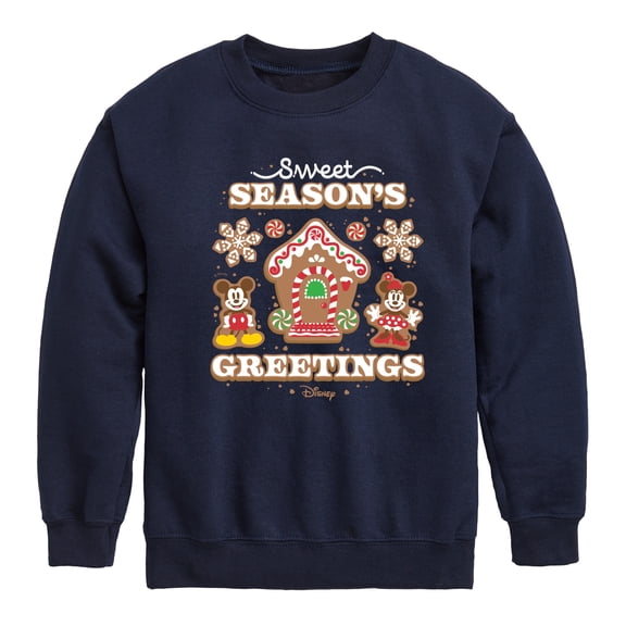 Disney - Mickey and Minnie Sweet Seasons Greetings Christmas Graphic Long Sleeve Fleece Sweatshirt