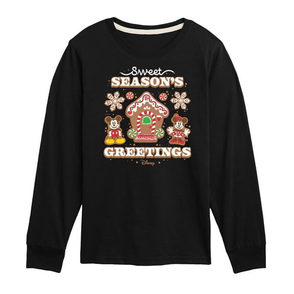 Disney - Mickey and Minnie Sweet Seasons Greetings Christmas - Toddler & Youth Long Sleeve Graphic T-Shirt