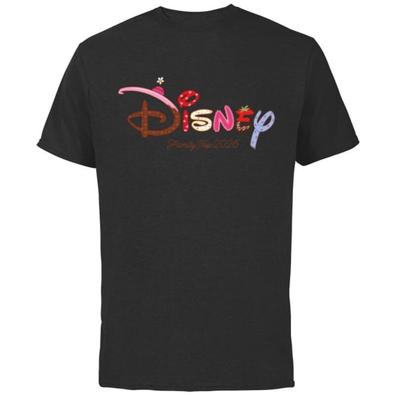 Disney Sweet Treat Hearts Family Trip Vacation Matching 2026 - Short Sleeve Cotton T-Shirt for Adults - Customized-Black